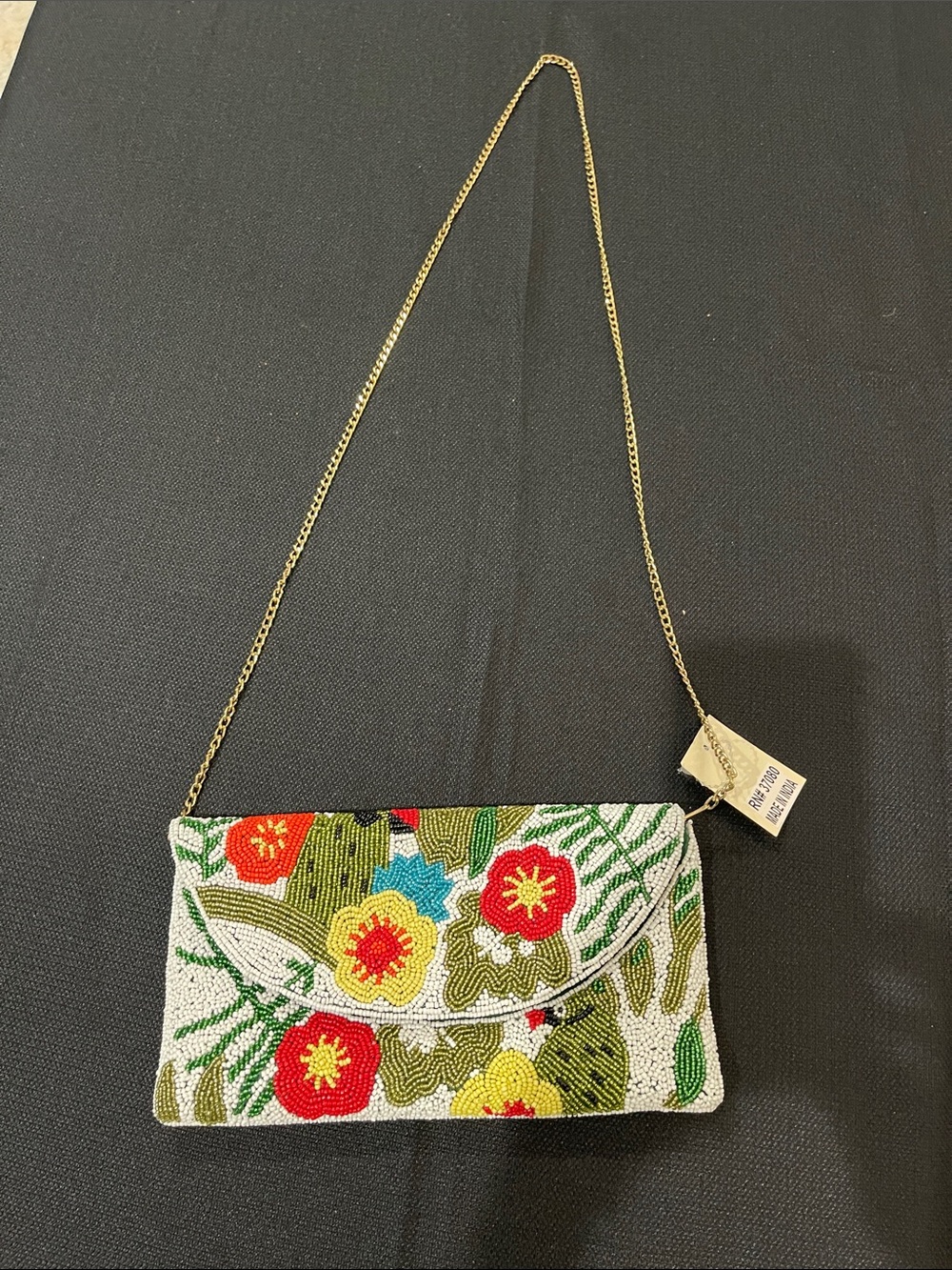 Versona beaded floral crossbody clutch
